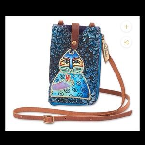 Laurel Burch wishing love feline phone storage bag cat art crossbody